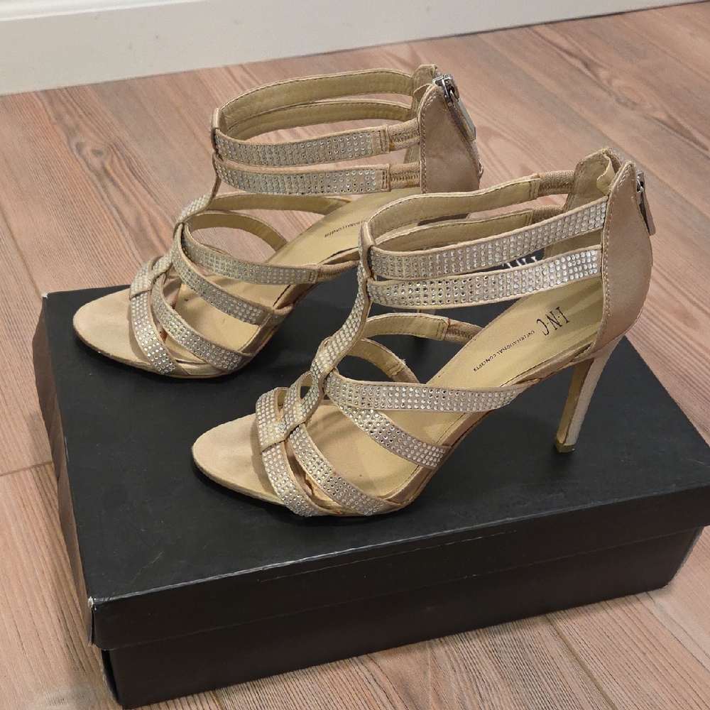 INC International Concepts Women's Gold Strappy Heels